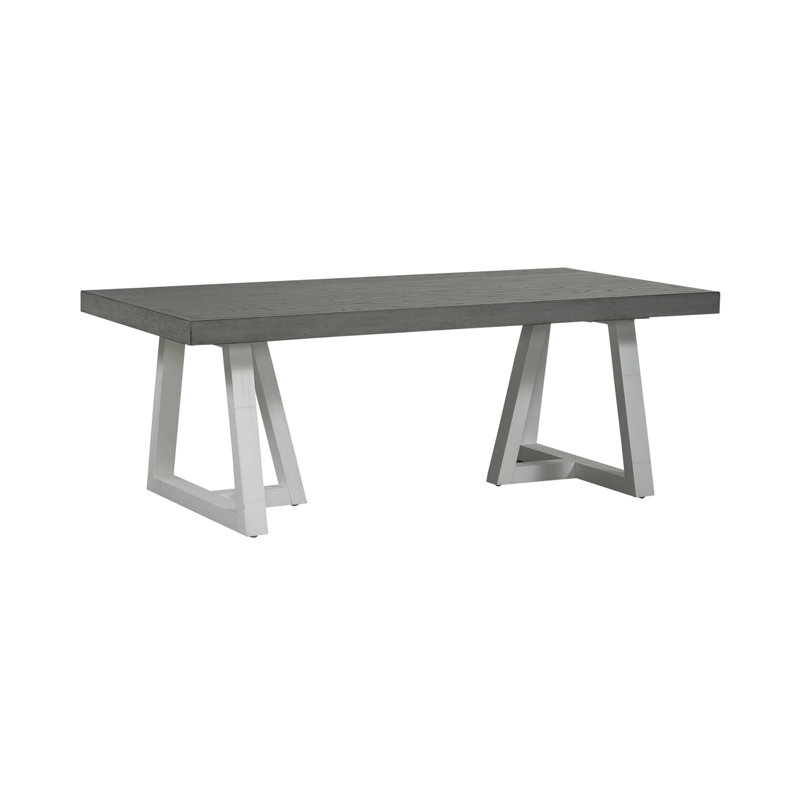 Palmetto Heights Rectangular Driftwood and Shell White Wood Cocktail Table