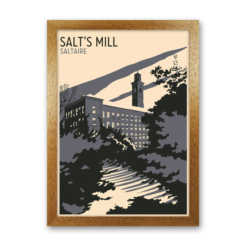 Salt's Mill, Saltaire by Richard O'Neill - Print, 63cm H x 46cm W x 3cm D, Brown Framed