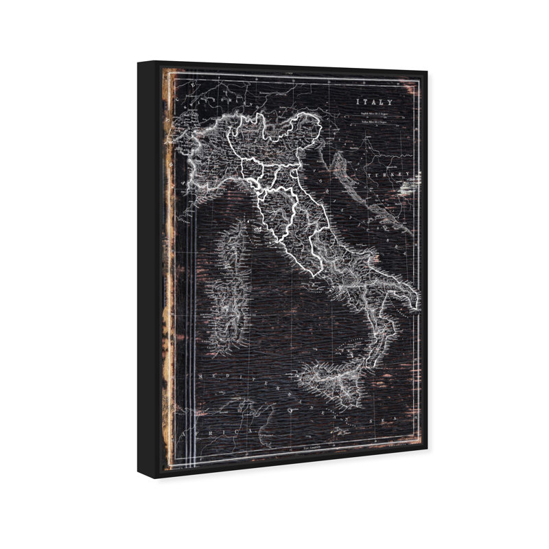 « map of italie 1873 », impression sur toile, H 54 po x l 36 po, Cadre noir