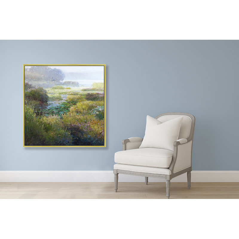 Still Waters And Marsh Bloom Print, Gold, 26" H x 26" W