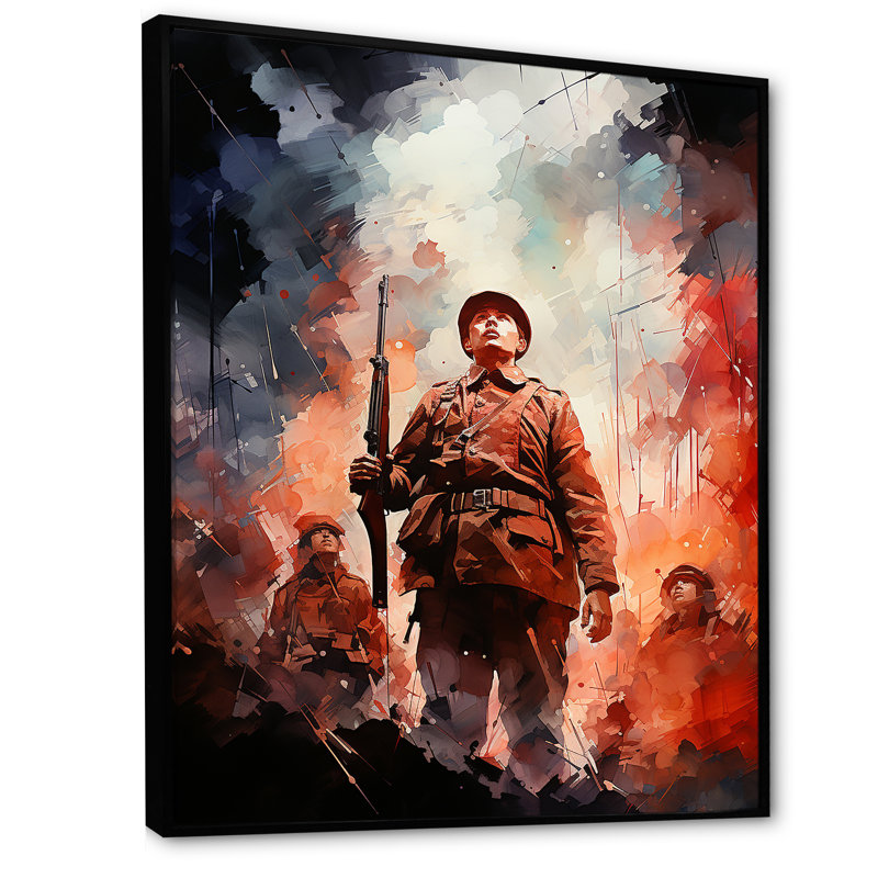 "Militaires militaires", impression sur toile, Cadre flottant noir, H 32 po x l 24 po x P 1 po