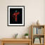 «Jesus sauve Neon Sign At Night» par Jon Bilous, reproduction d'art encadrée sur bois