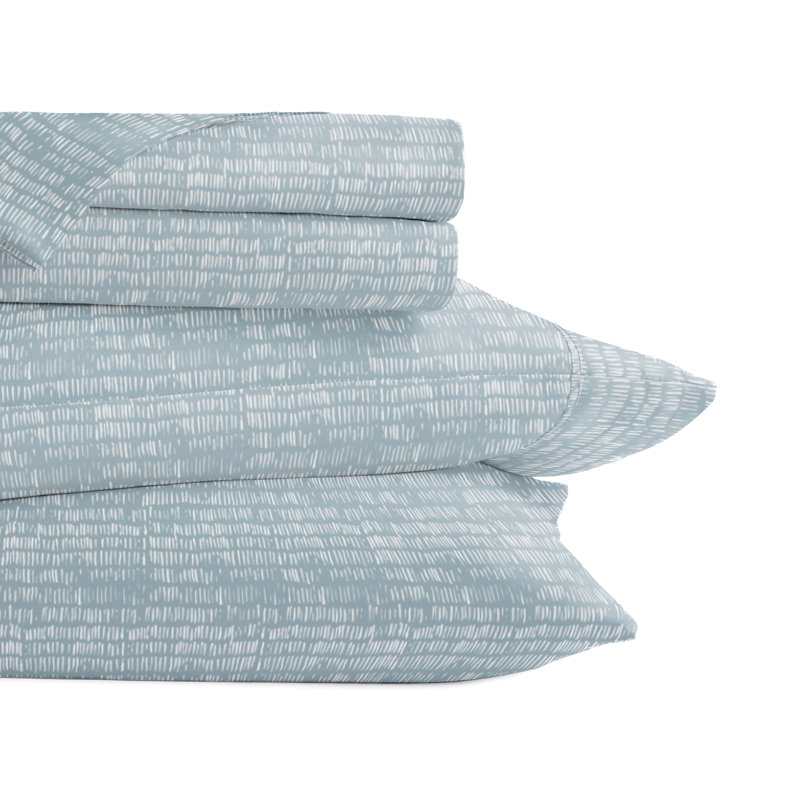 4 Piece Delicate Details Pattern Sheet Set, King Sheet Set with 2 King Pillowcase, Sky Blue Geometric