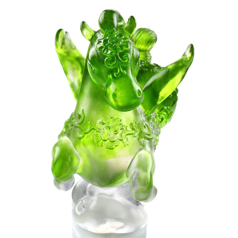 Crystal Horse Sculpture, Lime Green