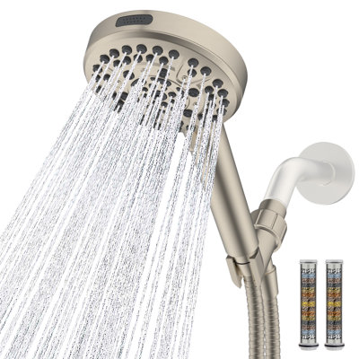 High Pressure 10-Spray Handheld Shower with 2 Filters, 71-Inch Stainless Steel Shower Hose and Adjustable Shower Holder