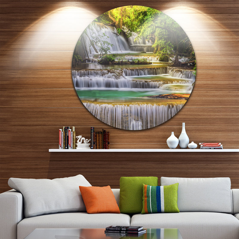 « tranquil erawan cascade », reproduction de photo sur métal, H 38 po x l 38 po x P 1 po