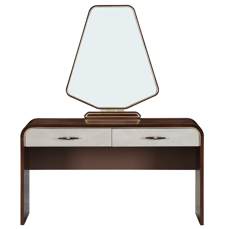 Houston Vanity Table With Mirror - Walnut