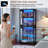 Farmhouse Display Cabinet with Glass Doors, Curio Cabinet with 3-Color LED Motion-Sensor Light (Black)-126679369