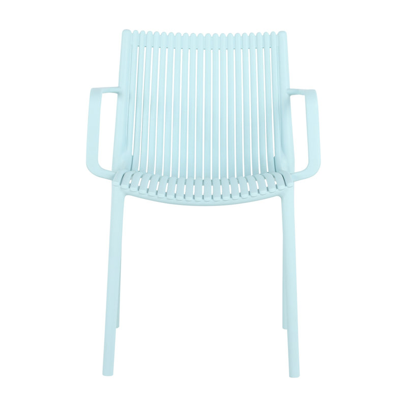 Ensemble de 4 chaises en polypropylène résistantes aux intempéries, Bleu clair