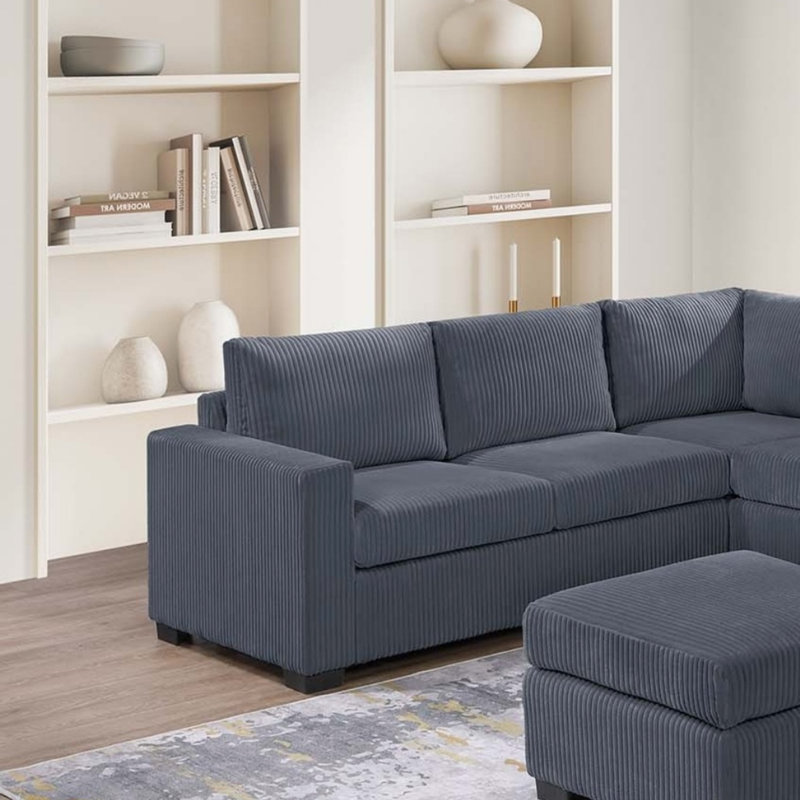 Ensemble de canapé modulaire 4 pièces moderne et fonctionnel, Gris foncé