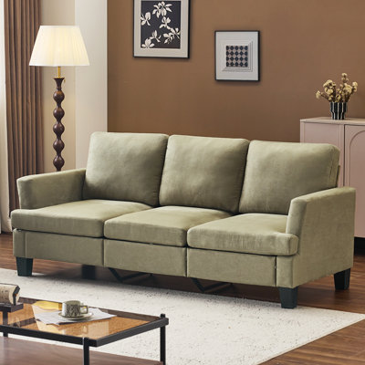 83.5" Upholstered Square Arm Suede Sofa