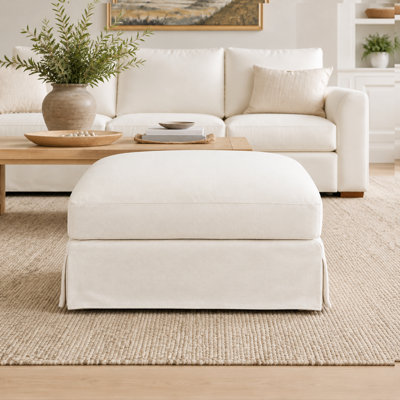 39'' Square Upholstered Ottoman with Skirted Base