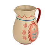  Floral Stoneware Pitcher With Handle