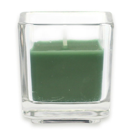 Bougie votive carrée en verre sans parfum, Vert forêt, Ensemble de 96
