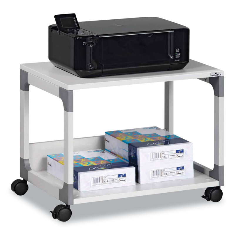 Durable  System 48 Multi-Function Trolley, Metal, 2 Shelves, 23.6 X 18.7 X 17, Beech, Grey