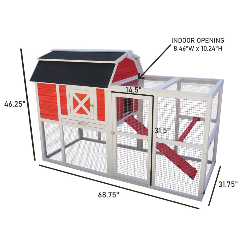 Stough 18.60 Square Feet Chicken Coop with Chicken Run For Up To 6 Chickens