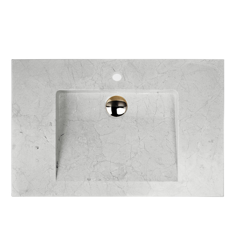 27.62'' W Single Stone Vanity Top, Bianco, Single Hole Faucet