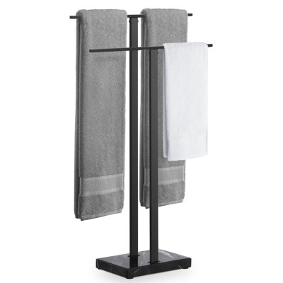KES Freestanding Towel Rack 2-Tier 33''H Dual T-Shape Towel Stand with Weighted Marble Base for Bathroom 18/8 Stainless Steel