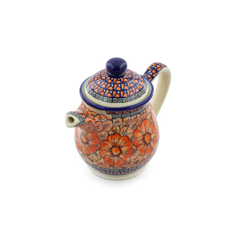 Polmedia Fire Poppies 46oz. Floral Teapot
