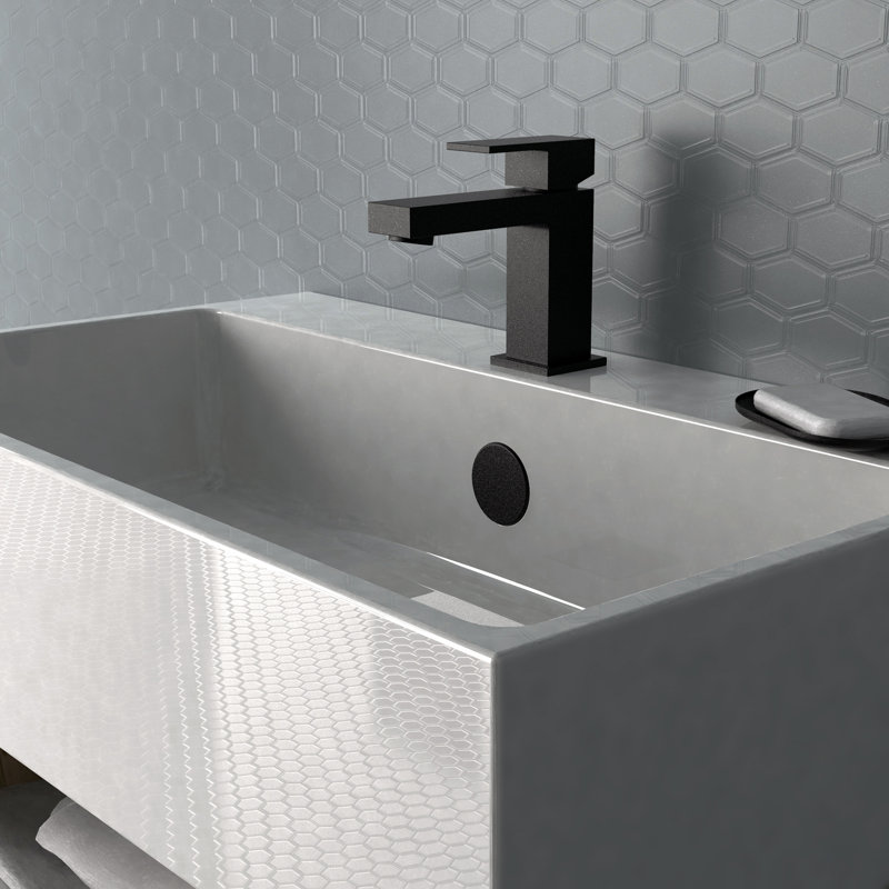 Quadrato Single-Hole Single-handle Bathroom Faucet with Drain Assembly, Matte Black