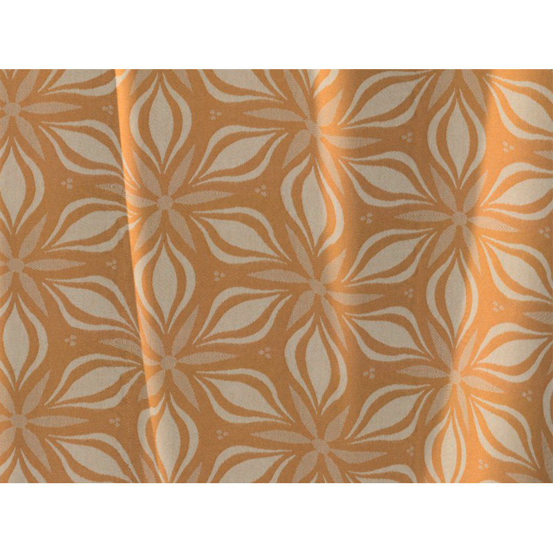 Dellview Retro Floret Eyelet Opaque Curtains, Mustard/Beige, 145 W x 145 D cm