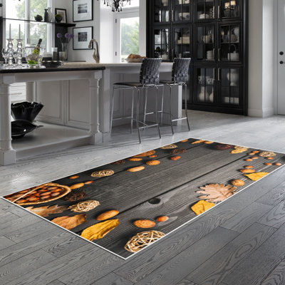 Tapis brun / jaune en polyamide tissé à la machine Elvern