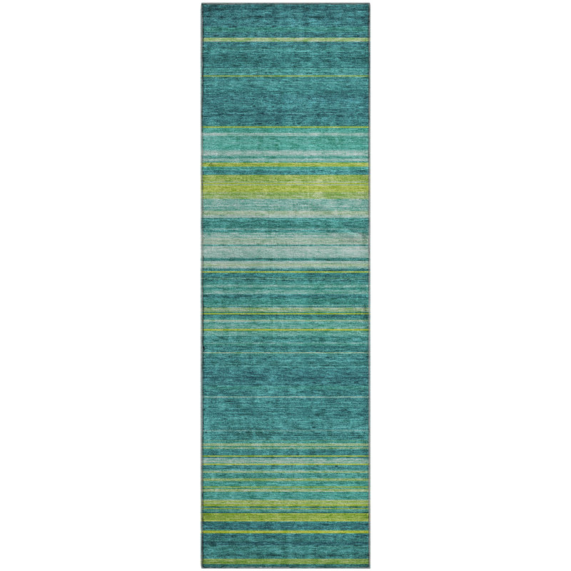 Premium Machine Washable Prisco Teal Rug, Runner 2'3" x 7'6"