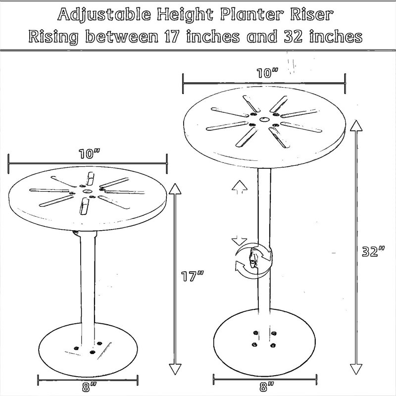 Support réglable pour plante haute pour pots à fleurs - Insert de jardinière d'extérieur robuste avec plateau en bois et base en métal, convient aux grands contenants décoratifs