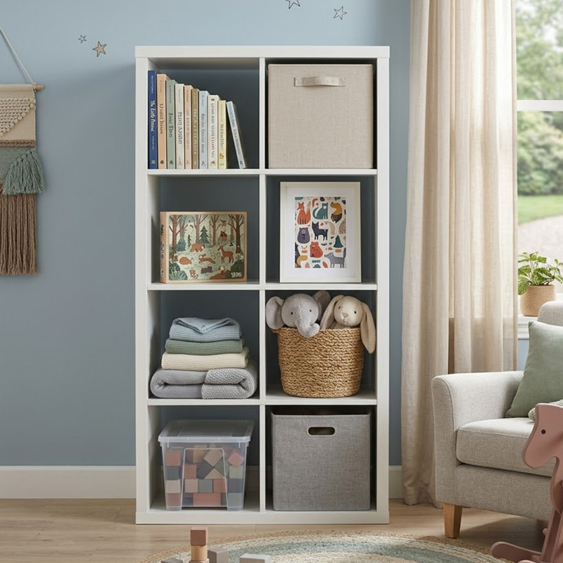 Nirwat Simple and practical Bookcase with storage compartments and wooden frame is suitable for bedroom and living room, study room, office