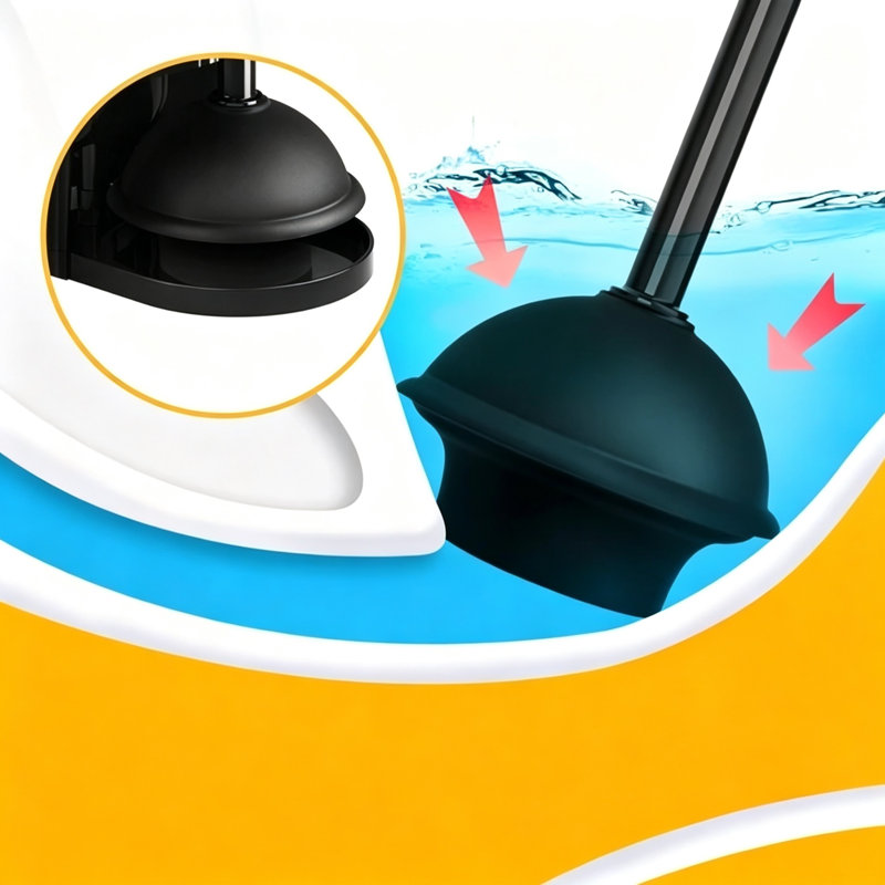 2-in-1 Toilet Plunger and Brush Set with Extended Handle