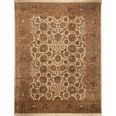 Tapis ivoire et brun noué à la main de haute qualité