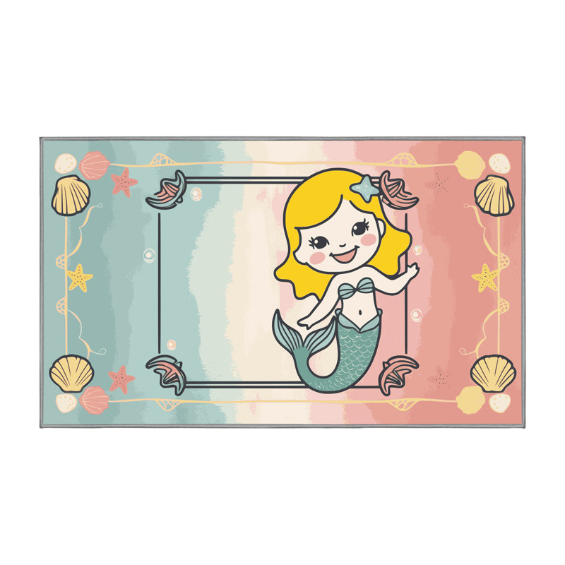 Tapis pour enfants Sunside Sails Mermaids Ocean, Rectangle 2' x 3'