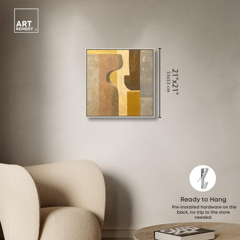 "Columnar Forms II Boho", reproduction d'art sur toile par Art Remedy, Cadre argenté, H 20 po x l 20 po