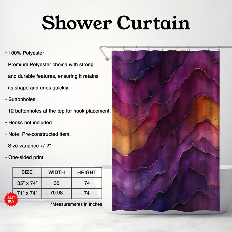 Mauve antique - Rideau de douche Premium, H 74 po x l 71 po