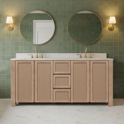 Meuble-lavabo de style transitionnel pré-assemblé avec comptoir en marbre d'ingénierie de 1 po Belmont