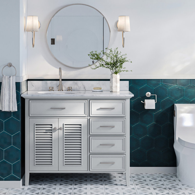 Ensemble de meuble-lavabo simple 43 po Elzada Bergerac, Gauche, Gris