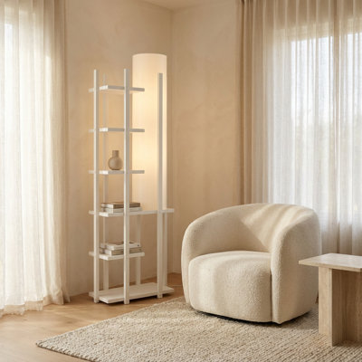 Solana White Drum Shade Floor Lamp