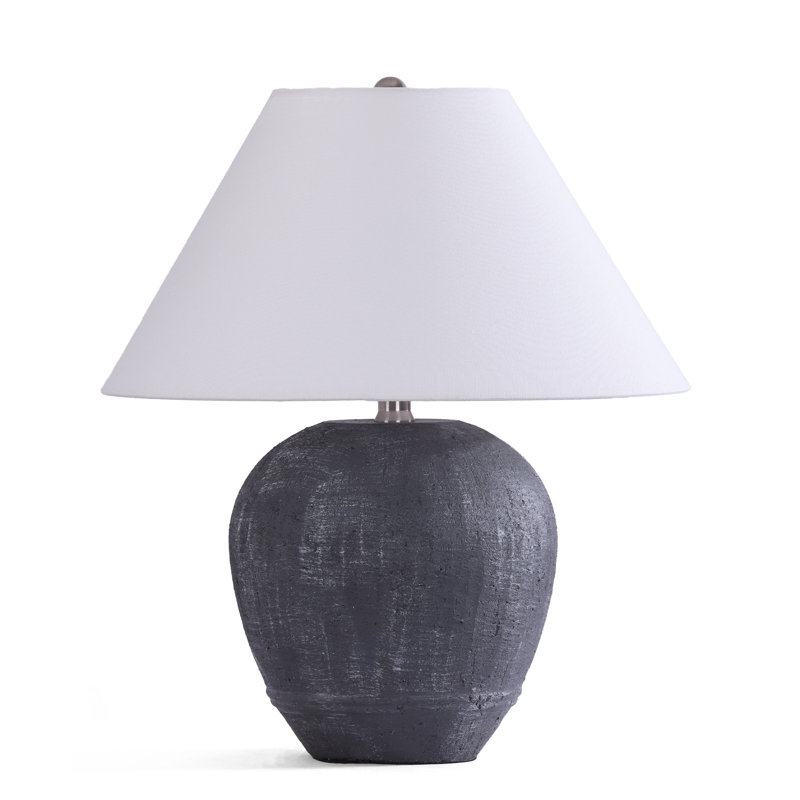 Ceramic Table Lamp, Dark Grey, 46cm H x 40cm W x 40cm D