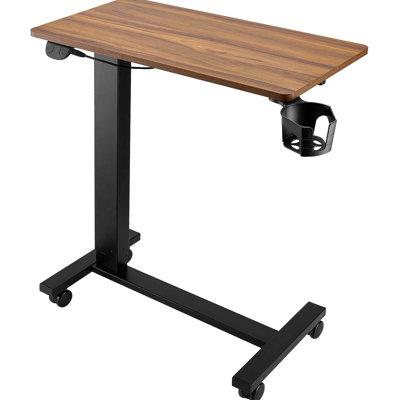 Table avec 4 roues et bouton de mise à niveau de levage électrique, table d'appoint de lit mobile, bureau roulant à hauteur réglable pour ordinateur portable dans un bureau à domicile, bois noir, réglable de 29,9 à 46,6 po, plateau de table inclinable 0