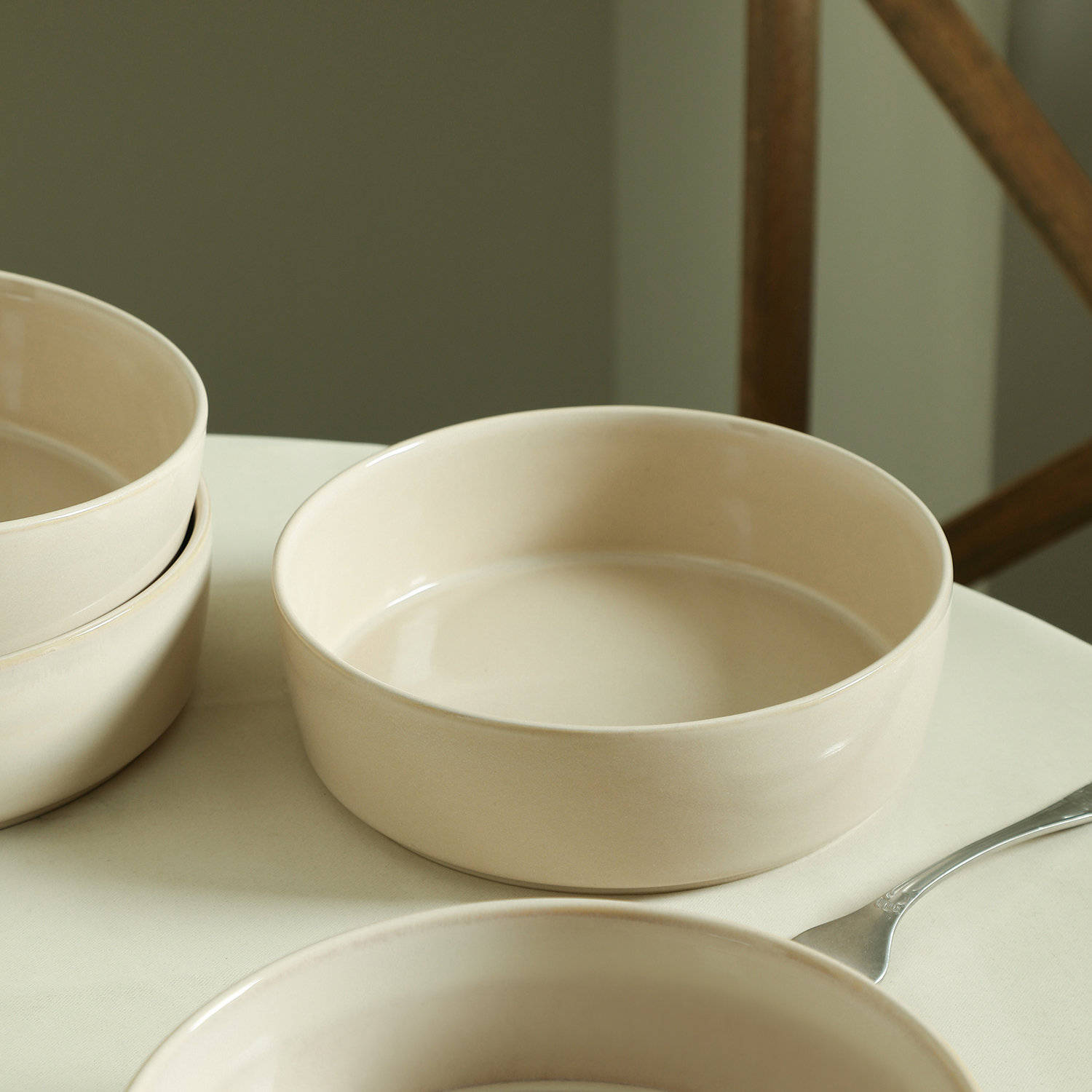 Eden Stoneware Pasta Bowl, Beige
