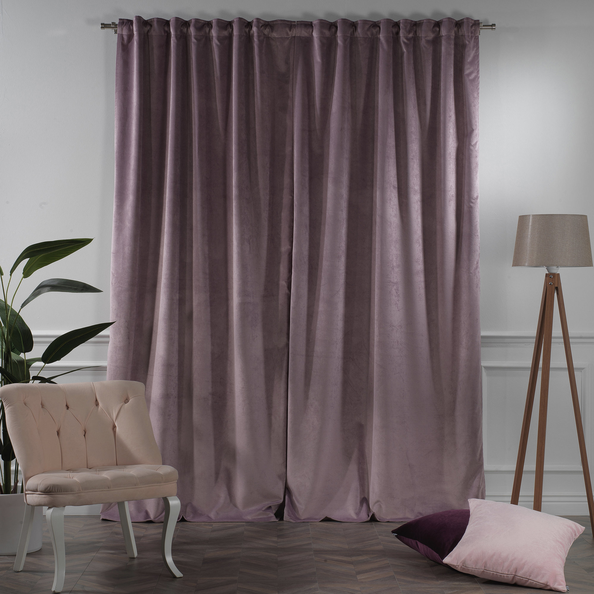 Matte Velvet Extra Wide x Extra Long Custom Made Decorative Double Panel, 73 Lilac Luster, 52" W x 84" L
