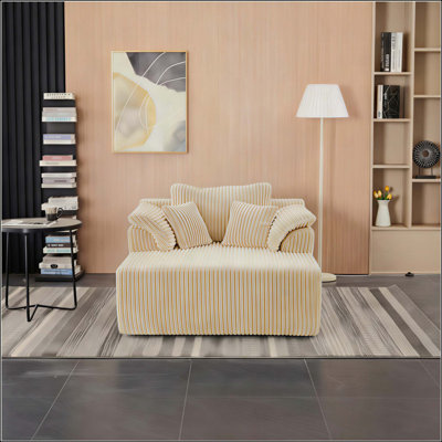 Chaise Lounge Chair Indoor, Oversized Corduroy Upholstered Boneless Sofa Bed, Deep Seat Sleeper Couch Reading Chairs, Cloud Sofas Couches For Living Room, No Assembly Required