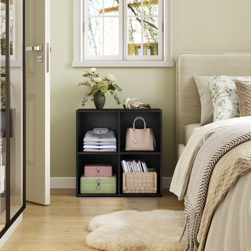 Cube Bookcase, Black, (2 Shelves) 59.8cm H  x 59.6cm W  x 29cm D