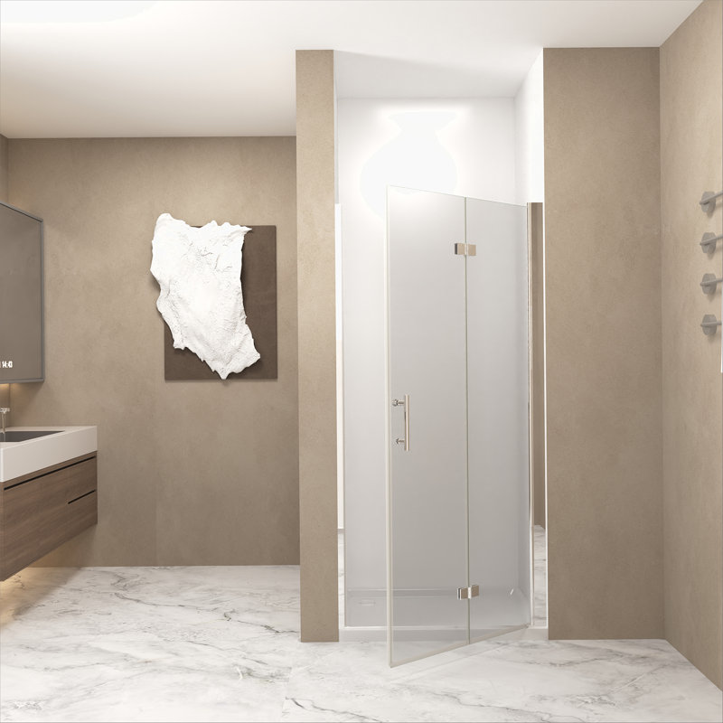 Porte de douche, porte de douche en verre trempé avec cadre en aluminium, film antidéflagrant