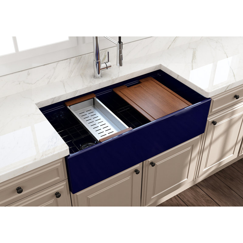 30'' L Single Basin Kitchen Sink, Sapphire Blue