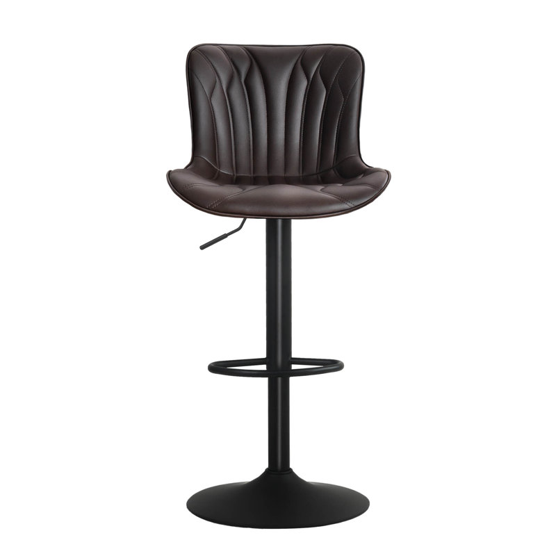 Swivel Adjustable Height Faux Leather Bar Stool, Brown