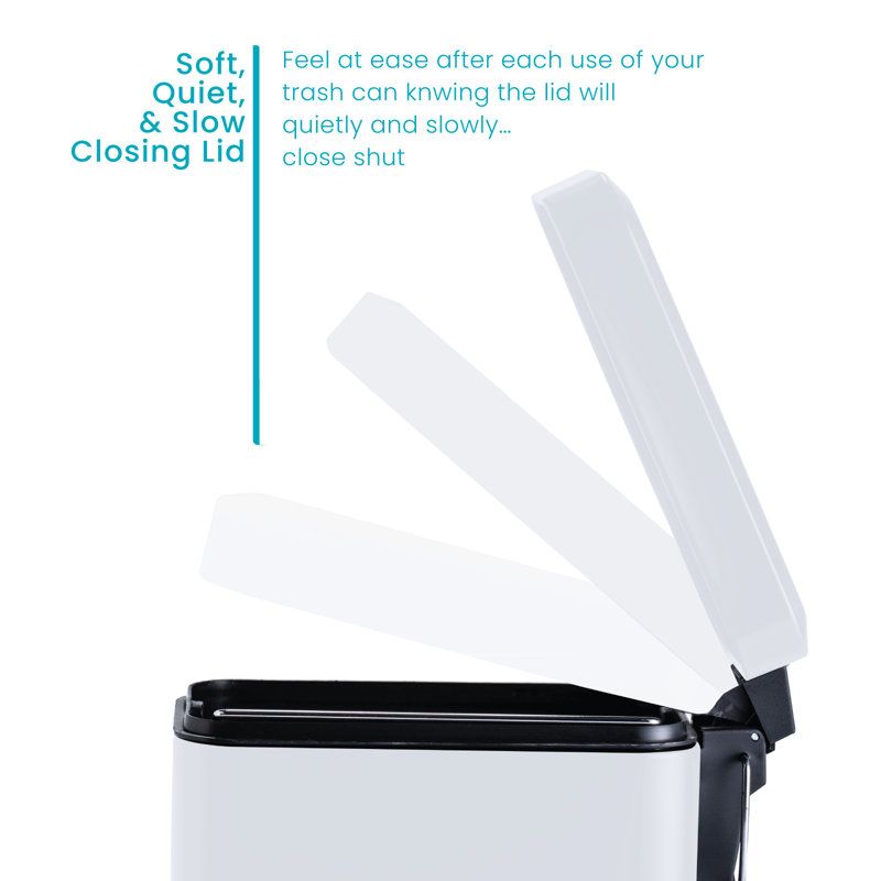 Matte White 1.3 Gallon Stainless Steel Pedal Trash Can