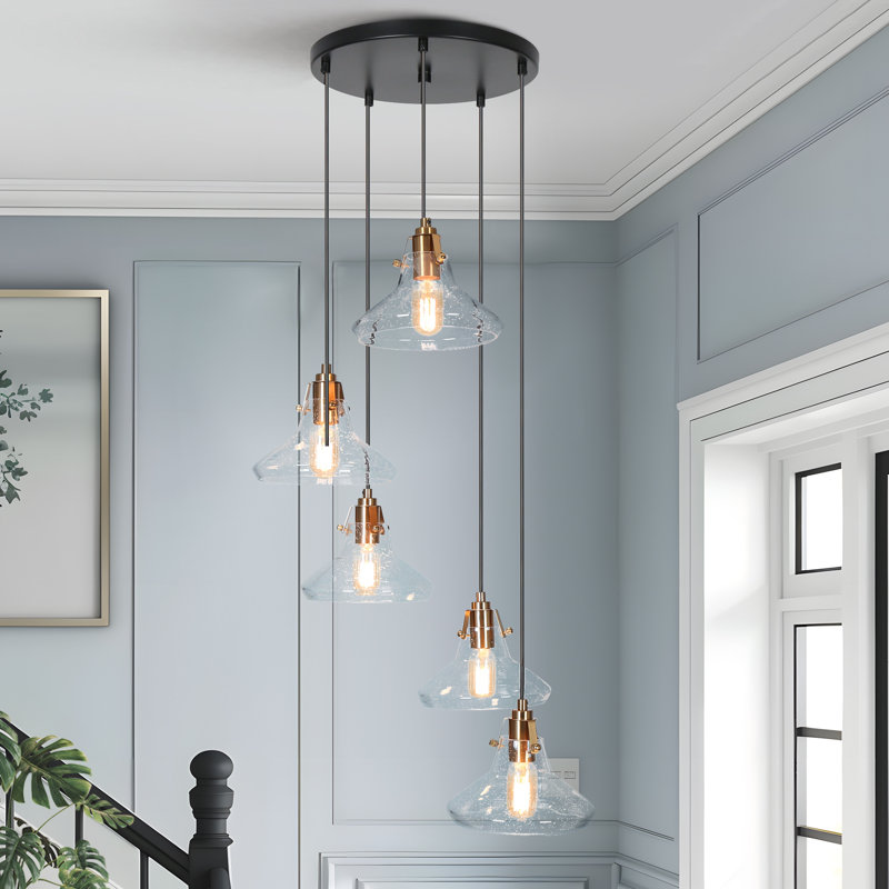 Luminaire suspendu moderne à 5 lumières avec plafond rond de 13,7 pouces Modern