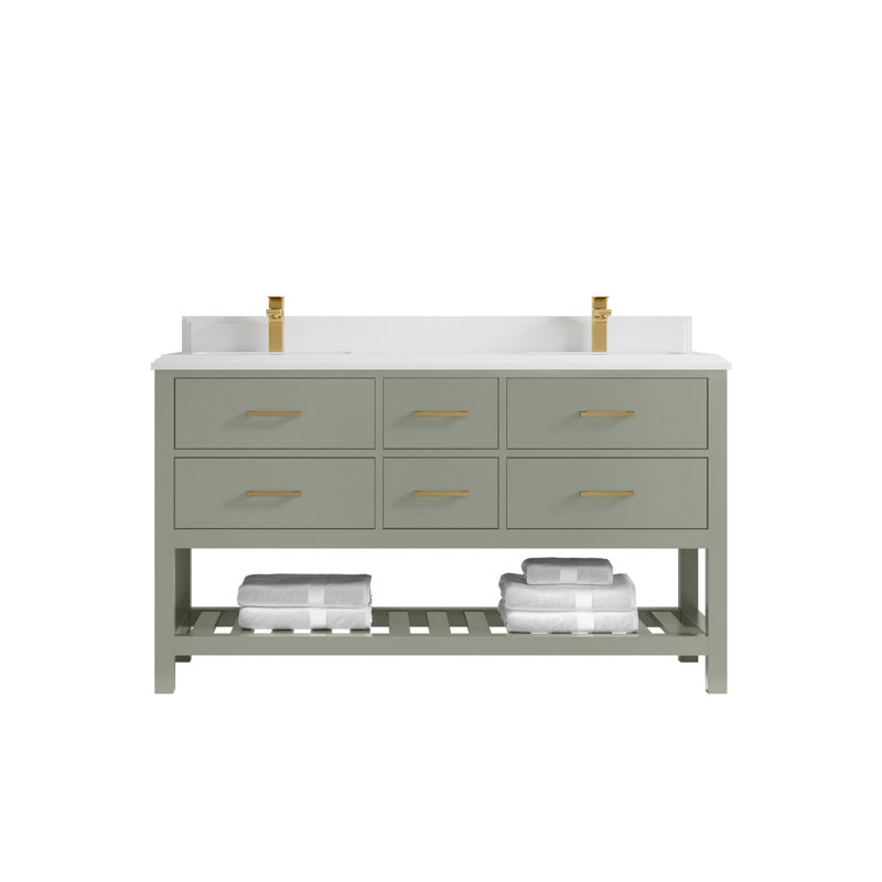 Parker 60 po X P 22 po Meuble-lavabo double D D Evergreen, Blanc
