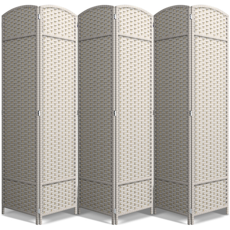 Cloison pliante à panneaux à double charnière, 6 panneaux, beige, Beige, 6